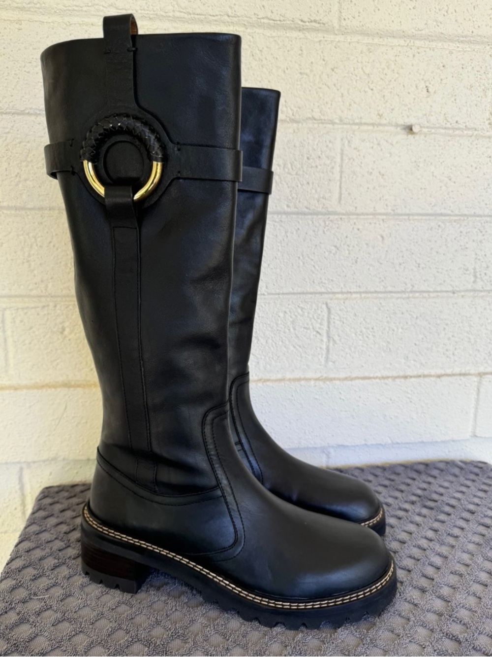 SEE BY CHLOE HANA KNEE HIGH BOOTS  BLACK SIZE US 10